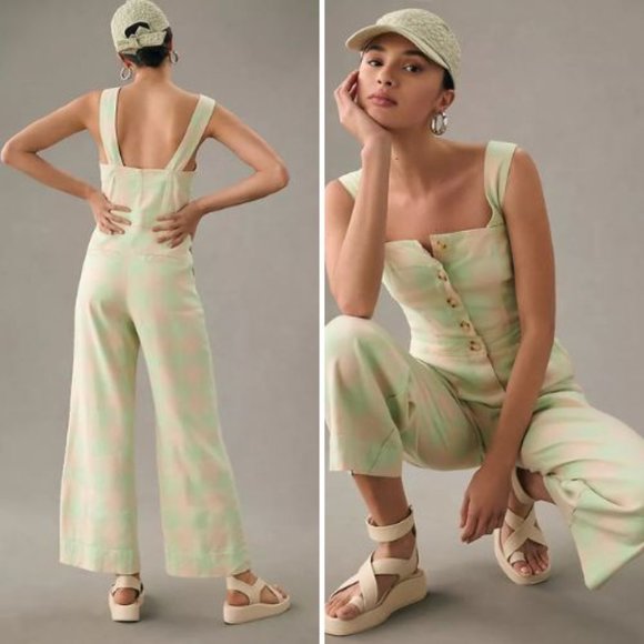 NWT Anthropologie The Portside Button-Front Jumpsuit by Maeve | 14 Tall - Picture 2 of 5